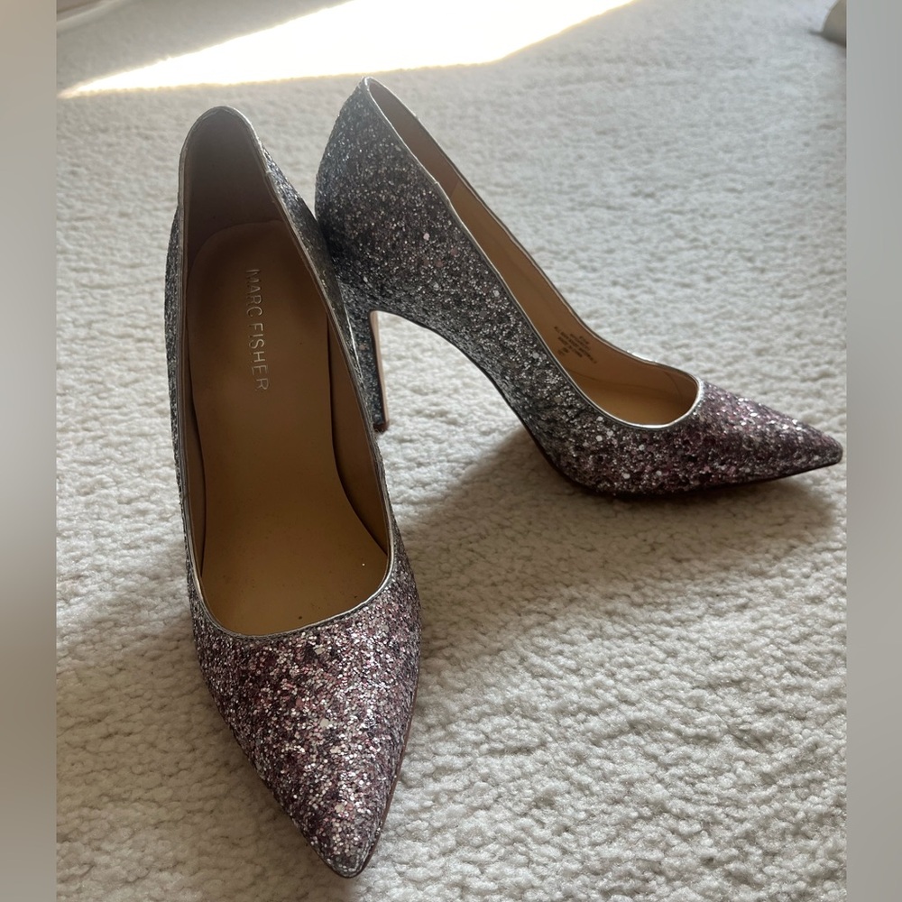 Marc Fisher | Garicky Silver Pink Ombre Glitter Pointed Toe Stiletto Heels 6.5
